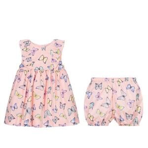 RACHEL RILEY PINK BUTTERFLY DRESS & Bloomers Baby Girl Size 18 Months $75